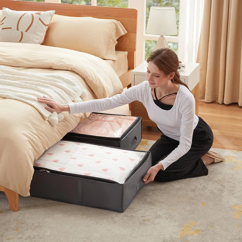 Lifewit Unterbettkommode 95L, faltbare Aufbewahrungsbox, 6er-Set, grau