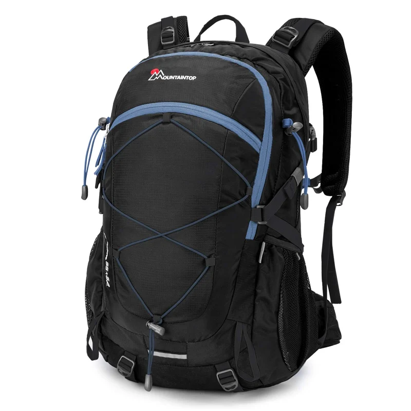 Mountaintop 40L Wanderrucksack mit Regenhülle, Schwarz-Blau