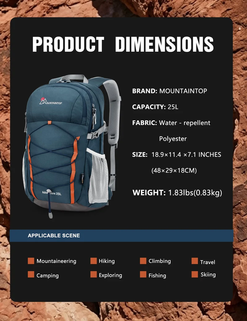 Mountaintop Wanderrucksack 25L Trekkingrucksack Outdoor Nebelblau