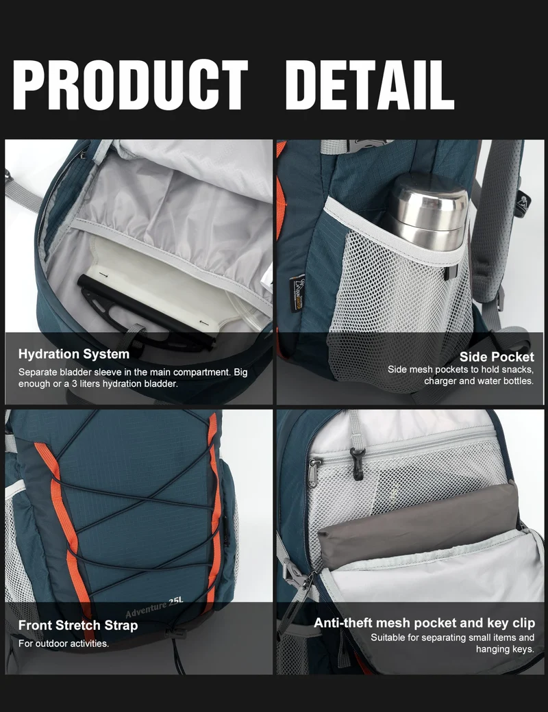 Mountaintop Wanderrucksack 25L Trekkingrucksack Outdoor Nebelblau