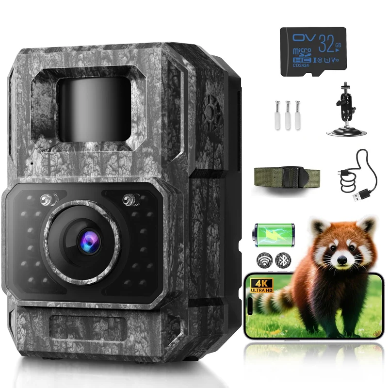 MAXDONE Wildkamera 4K 64MP mit WLAN, Nachtsicht und 6000mAh Akku