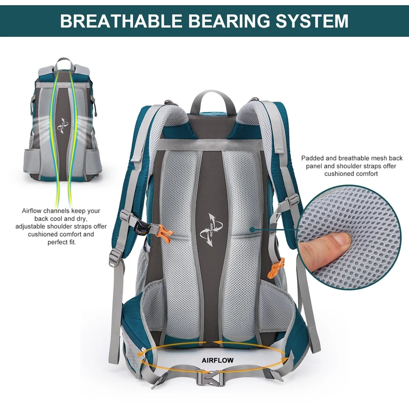 Mountaintop Wanderrucksack 40L mit Regenhülle, Blaugrün