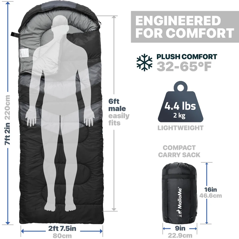 MalloMe Schlafsack Deckenschlafsack für Erwachsene und Kinder, schwarz