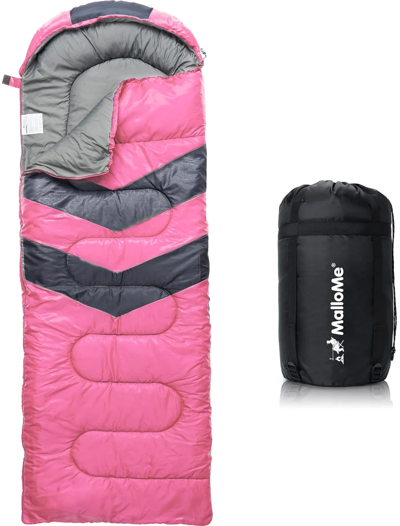 MalloMe Campingschlafsack für Erwachsene und Kinder, pink