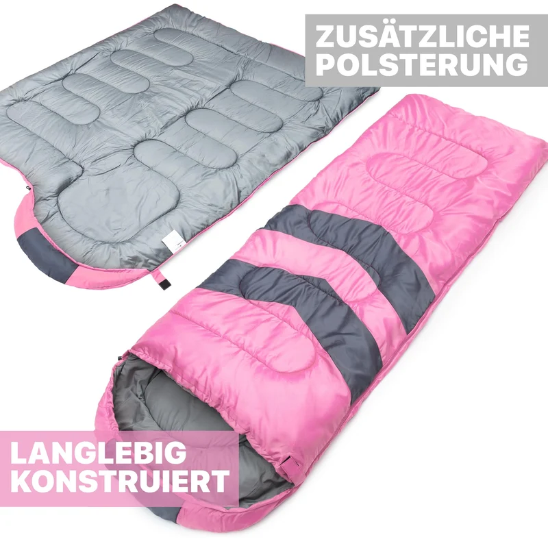 MalloMe Campingschlafsack für Erwachsene und Kinder, pink
