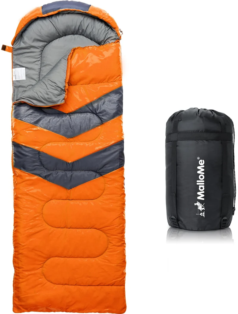 MalloMe Schlafsack für Erwachsene und Kinder, 10–25 °C, Orange