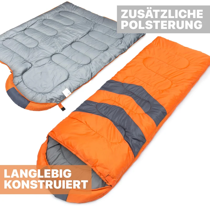 MalloMe Schlafsack für Erwachsene und Kinder, 10–25 °C, Orange