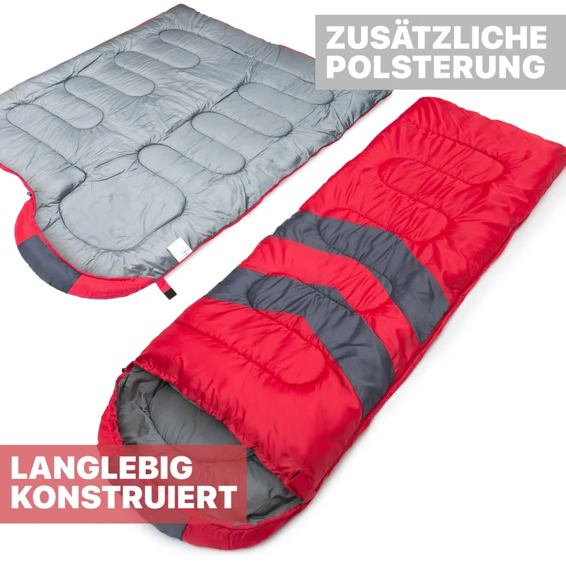 MalloMe Schlafsack für Erwachsene und Kinder, 3–4 Jahreszeiten, rot