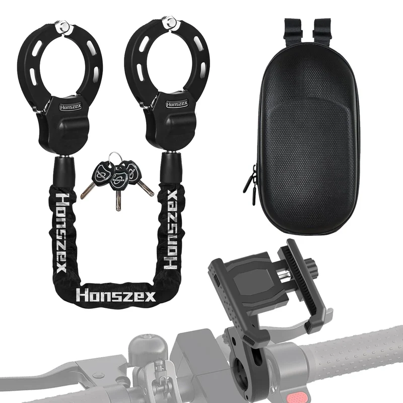 Honszex E-Scooter Schloss mit Handyhalterung und wasserdichter Tasche