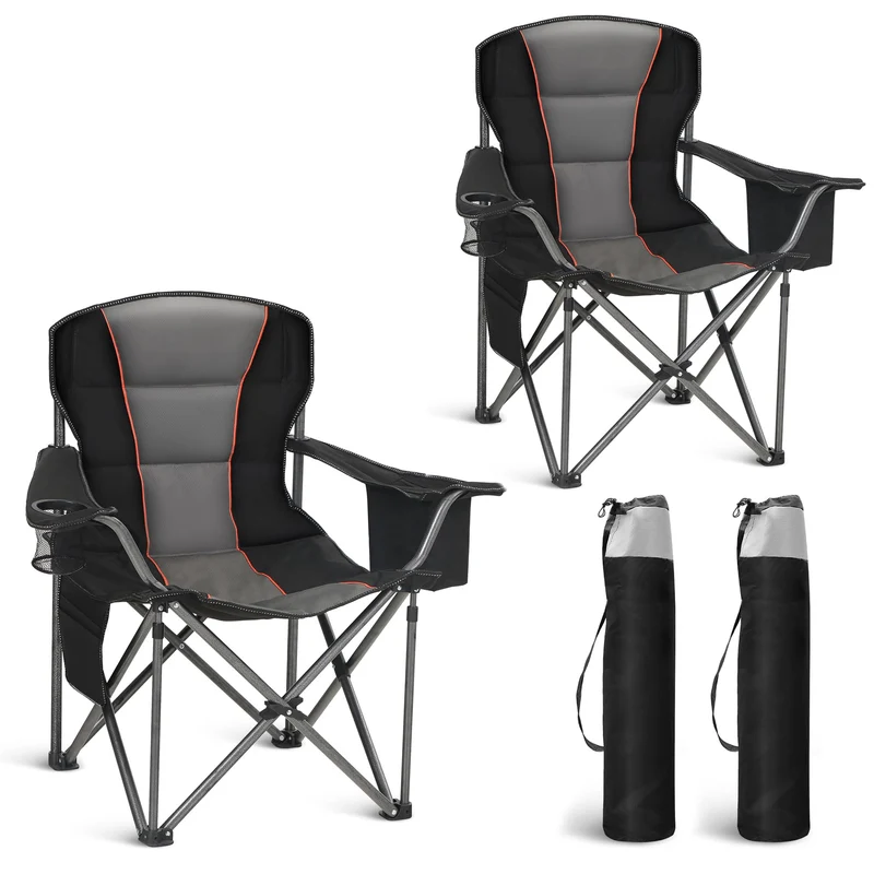 HIGH POINT SPORTS Campingstuhl XXL faltbar 2er Set bis 200 kg schwarz