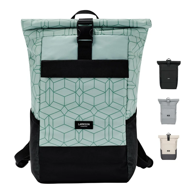 LARKSON No 4 Rolltop Rucksack Mint mit Laptopfach, wasserabweisend