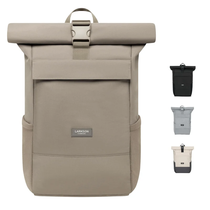 LARKSON No 4 Rolltop Rucksack mit Laptopfach, grau, 16 bis 20 Liter