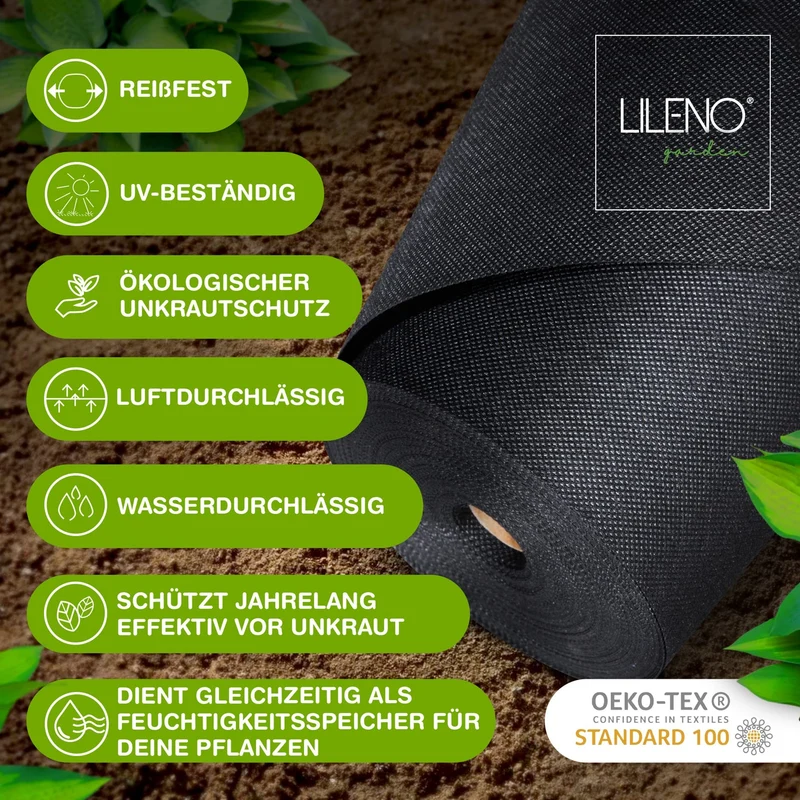 LILENO HOME Unkrautvlies Gartenvlies 100 m², 50 g/m², 1 x 100 m