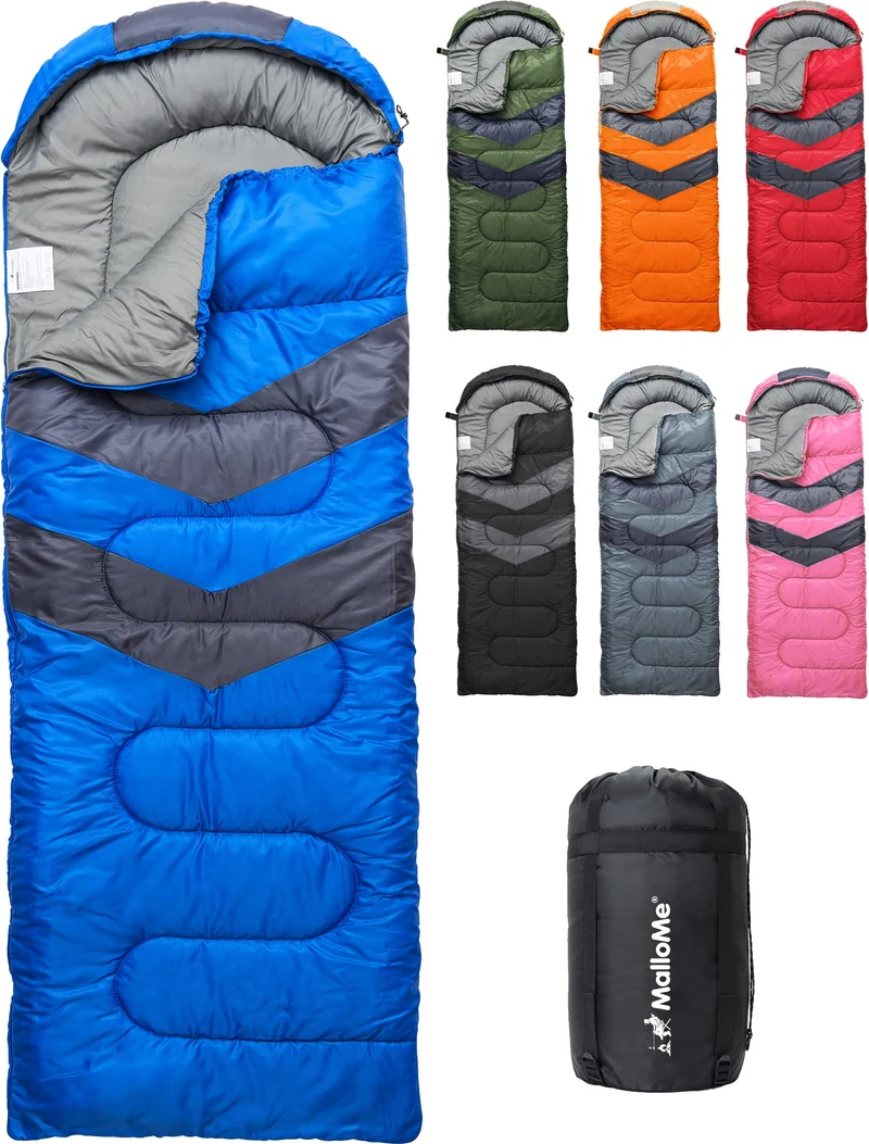 MalloMe Camping-Schlafsack für Erwachsene und Kinder, 10–25 °C