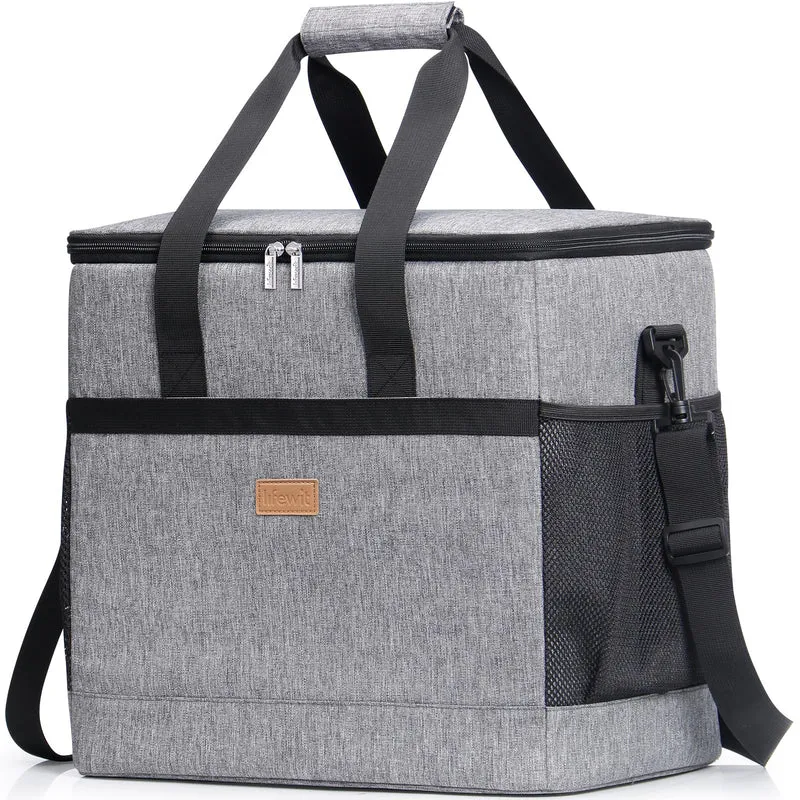 Lifewit Kühltasche 40 L faltbar, Thermotasche für 60 Dosen, Grau