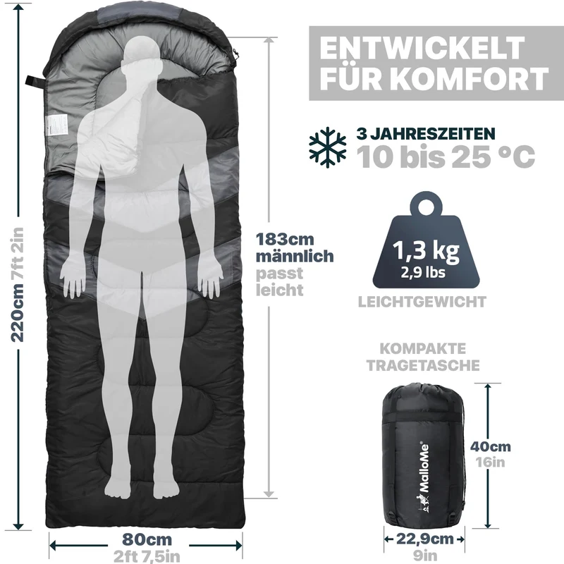 MalloMe Schlafsack – Deckenschlafsack für Erwachsene und Kinder