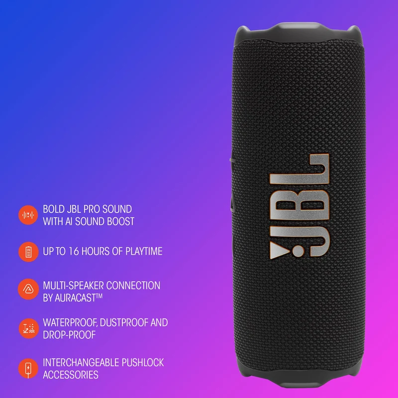 JBL Flip 7 Bluetooth-Lautsprecher, tragbar, IP68 wasserdicht, Weiss