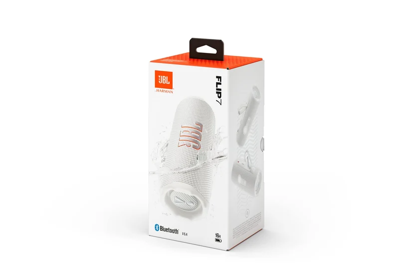 JBL Flip 7 Bluetooth-Lautsprecher, tragbar, IP68 wasserdicht, Weiss