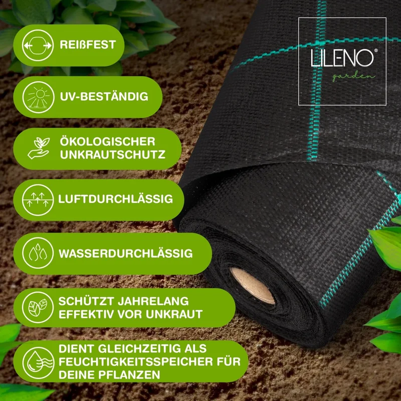 LILENO HOME Anti-Unkrautgewebe 100 g/m² wasserdurchlässig 2 x 15 m