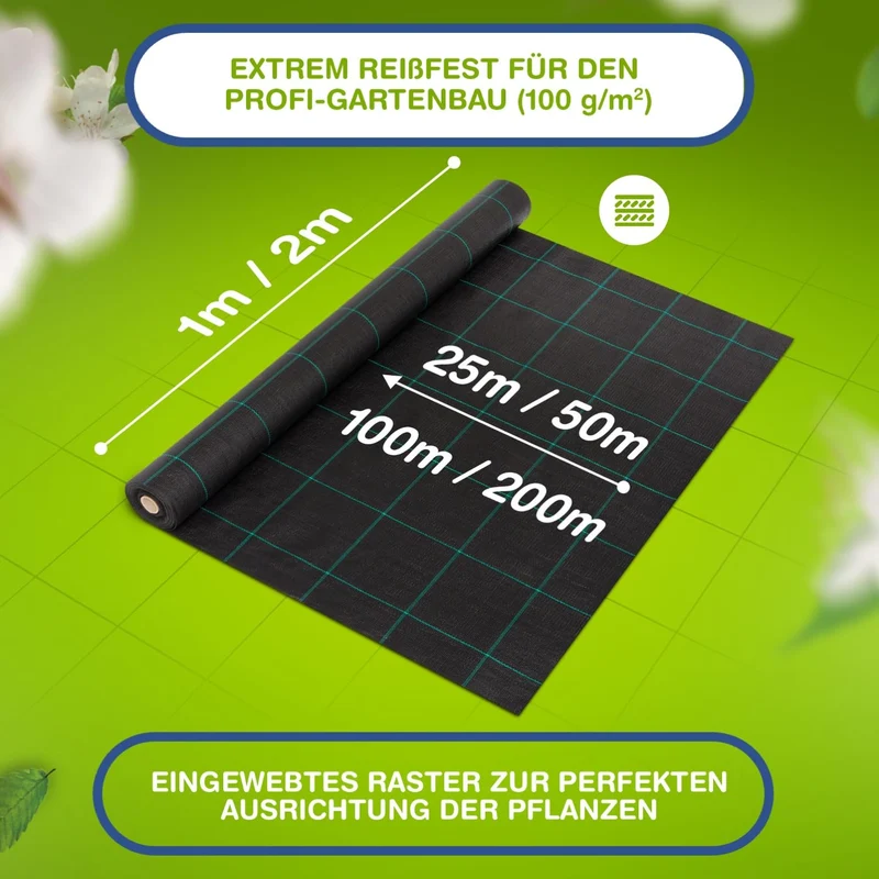 LILENO HOME Anti-Unkrautgewebe 100 g/m² wasserdurchlässig 2 x 15 m
