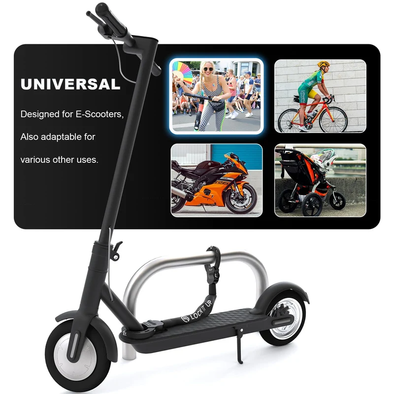Mezelon E-Scooter Schloss mit Tasche, 8 mm Kette Handschellenschloss