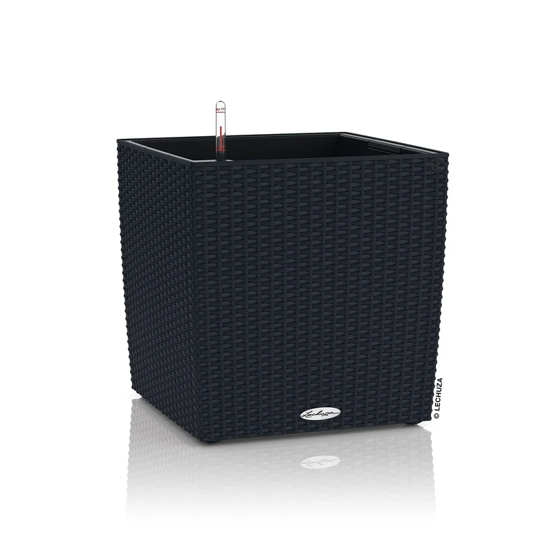 LECHUZA Cube Cottage 50 Pflanzgefäss Graphitschwarz 15393