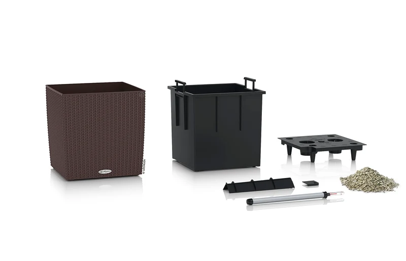 Lechuza Cube Cottage 40 Pflanzgefäss mit Bewässerungssystem, Mokka