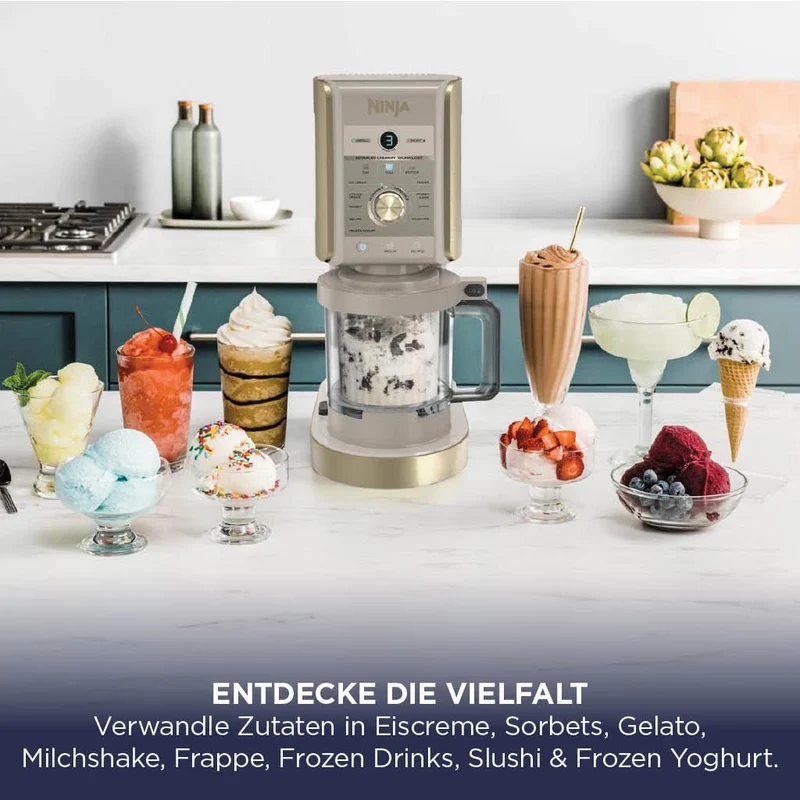 Ninja CREAMi Deluxe Eismaschine NC502EUSTGD, 10 Funktionen, Stone Gold