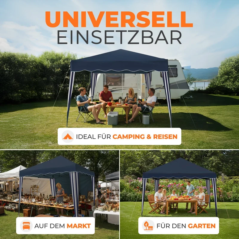 Kronenburg Faltpavillon 3x3 m, wasserdicht, UV-Schutz 50+, Blau