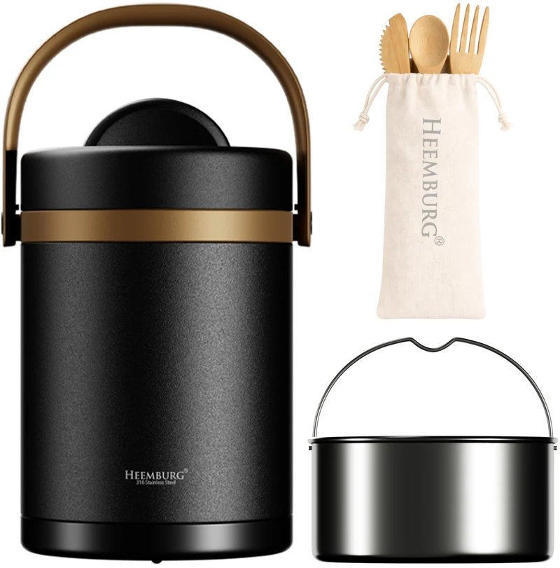 HEEMBURG Thermobehälter aus Edelstahl, 2 L, isolierter Speisebehälter