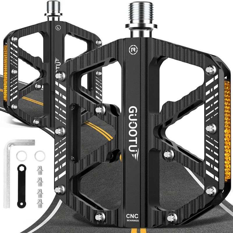 GUOOTU Fahrradpedale CNC Aluminium MTB Flachpedale schwarz