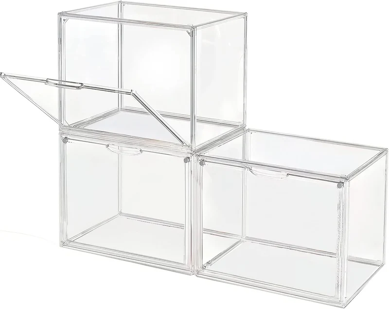 GUDEMAY Aufbewahrungsbox transparent mit Magnetverschluss, 3er Set