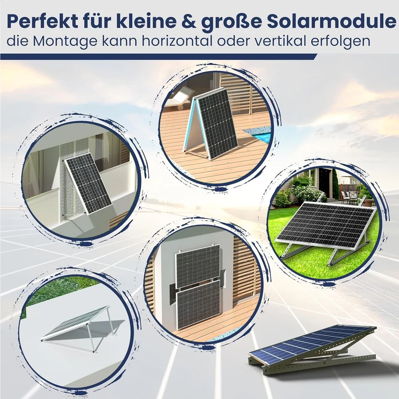 GLIESE Solarmodul-Halterung 114 cm, verstellbar 0°–90°, 2 Sets