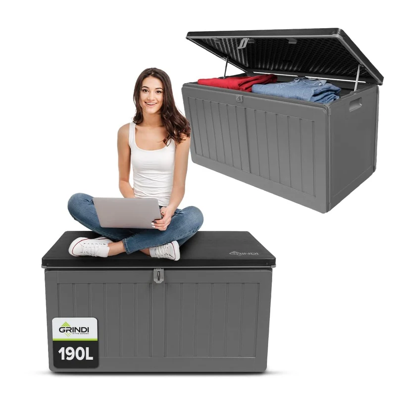 Grindi Gartenbox Morus 190 L – wasserdichte Auflagenbox mit Deckel