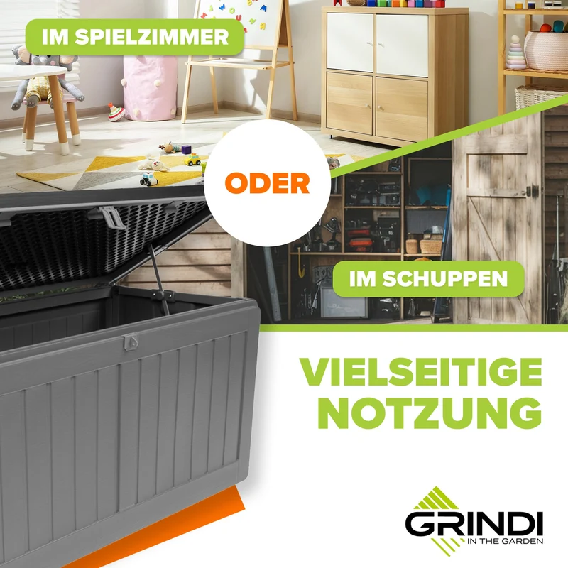Grindi Gartenbox Morus 190 L – wasserdichte Auflagenbox mit Deckel