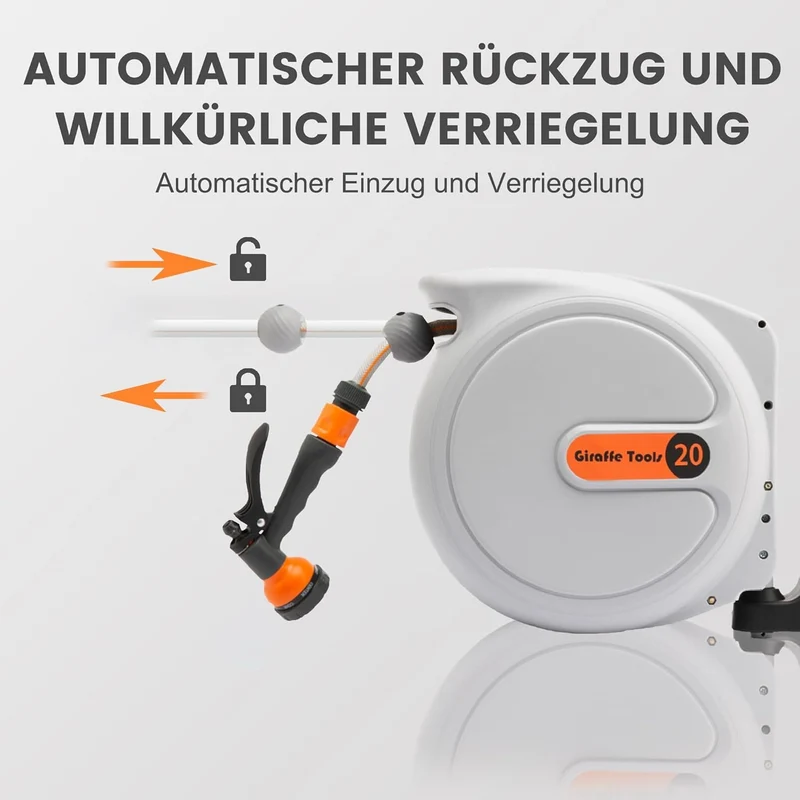 Giraffe Tools Automatische Schlauchtrommel 20m + 2m, 180° schwenkbar