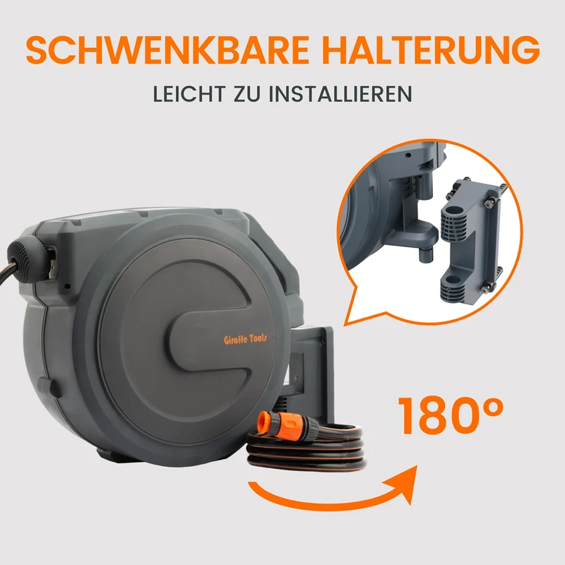 Giraffe Tools Automatik-Schlauchtrommel AW30, 30 m + 2 m, Wandmontage