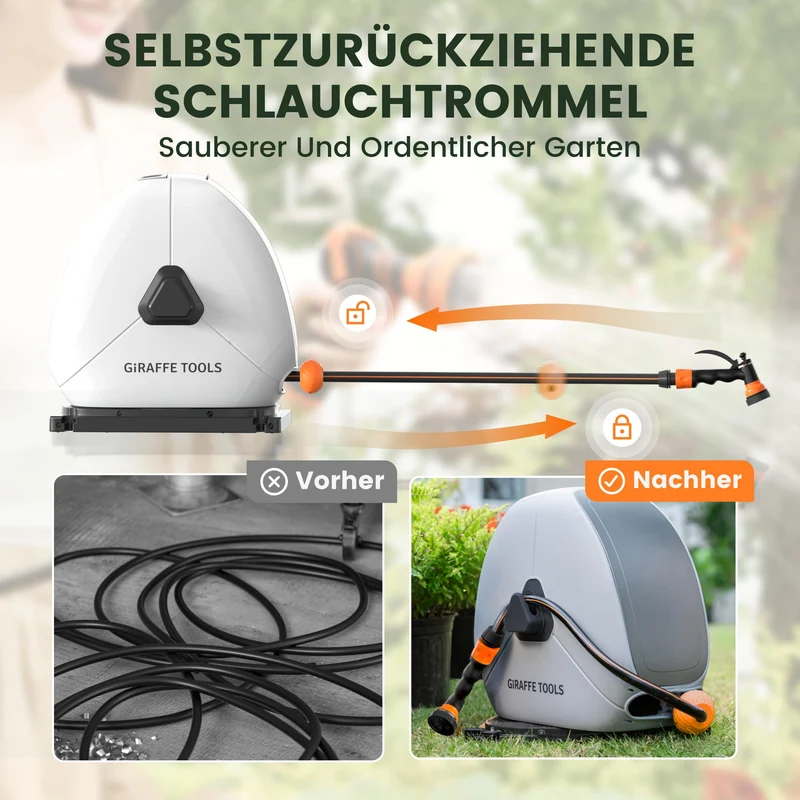 Giraffe Tools Schlauchtrommel NW30 ausziehbar, 30 m, Bodenmontage