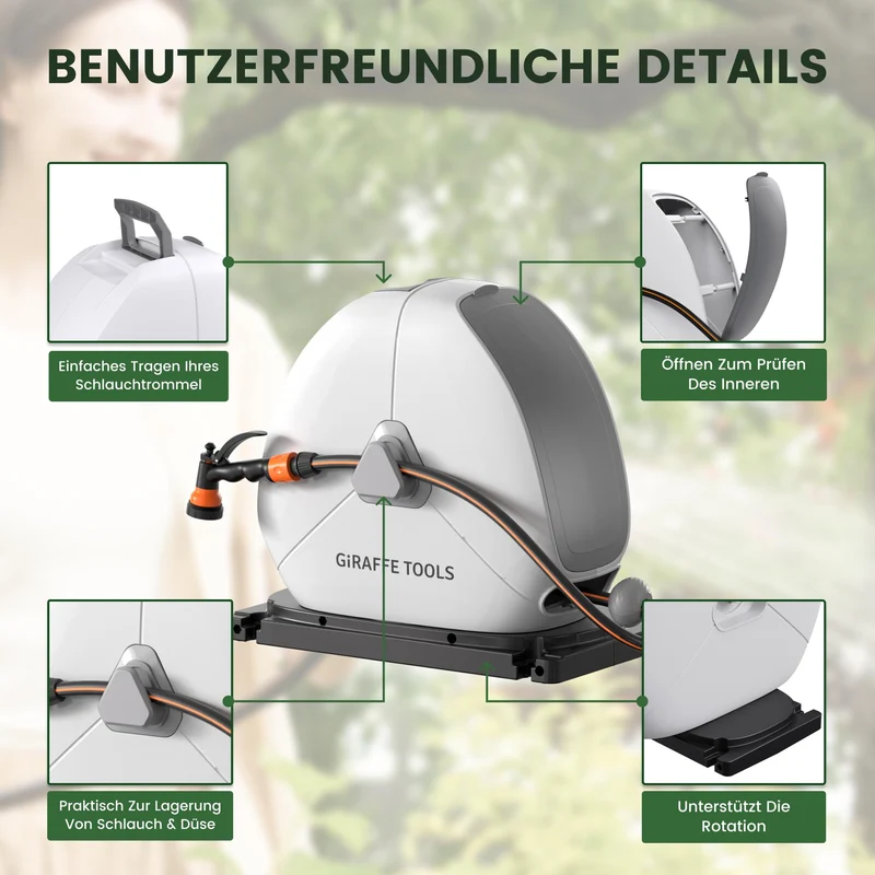 Giraffe Tools Schlauchtrommel NW25 ausziehbar, 25 m, Bodenmontage