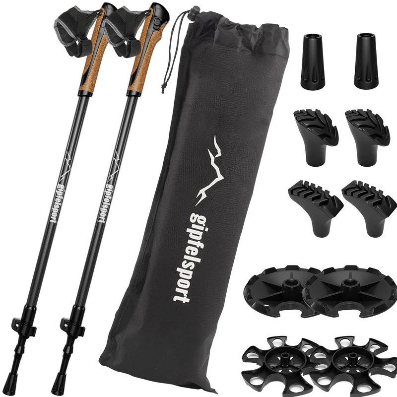 gipfelsport Nordic Walking Stöcke Carbon, verstellbar 77-120 cm