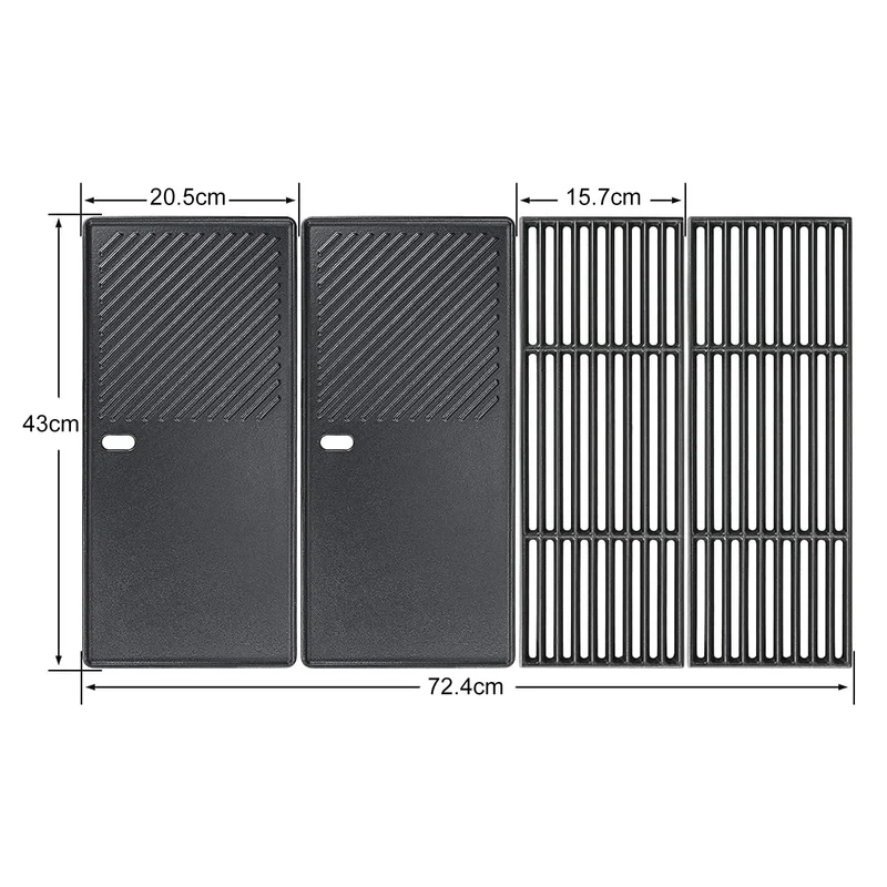 GFTIME Gusseisen Grillrost und Grillplatte Set 43 x 72,5 cm