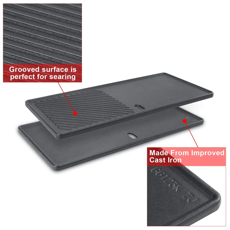 GFTIME Gusseisen Grillrost und Grillplatte Set 43 x 72,5 cm