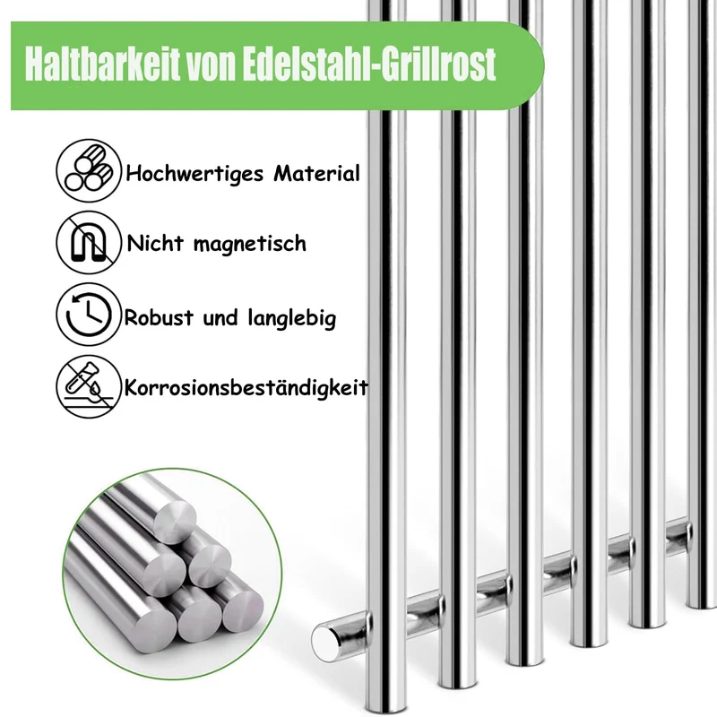 GFTIME Edelstahl Grillrost 41,5 x 70,5 cm, 3-teilig für Gasgrills