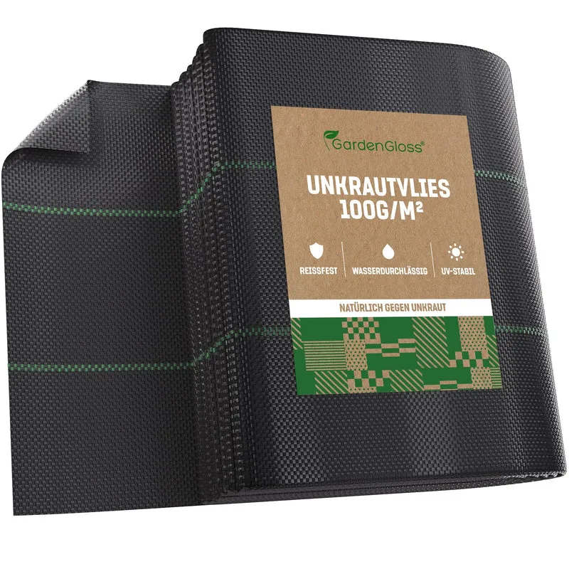 GardenGloss Unkrautvlies 100g/m², 30m², wasserdurchlässig, UV-stabil