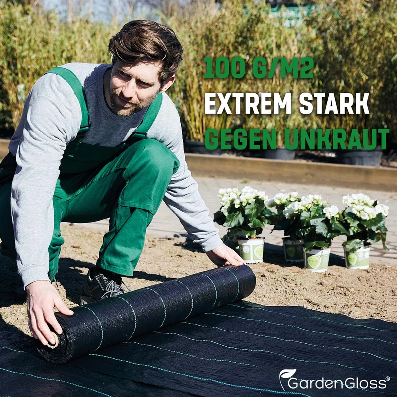 GardenGloss Unkrautvlies 100g/m², 30m², wasserdurchlässig, UV-stabil