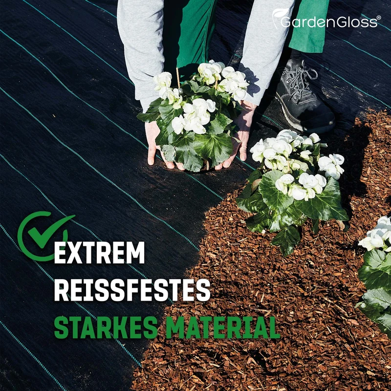 GardenGloss Unkrautvlies 100g/m², 30m², wasserdurchlässig, UV-stabil