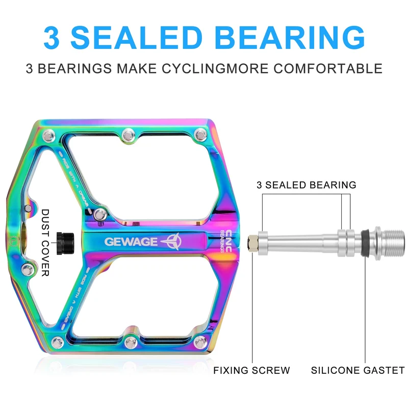 GEWAGE Flachpedale 9/16 Zoll – CNC-Aluminium, 3 Lager, MTB & Rennrad