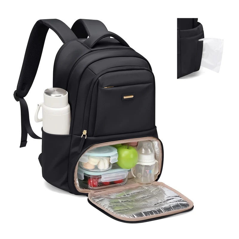 GOLF SUPAGS Lunch Rucksack mit Kühlfach, 16 Zoll Laptopfach, Schwarz