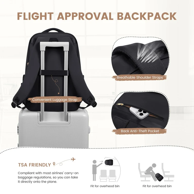 GOLF SUPAGS Lunch Rucksack mit Kühlfach, 16 Zoll Laptopfach, Schwarz