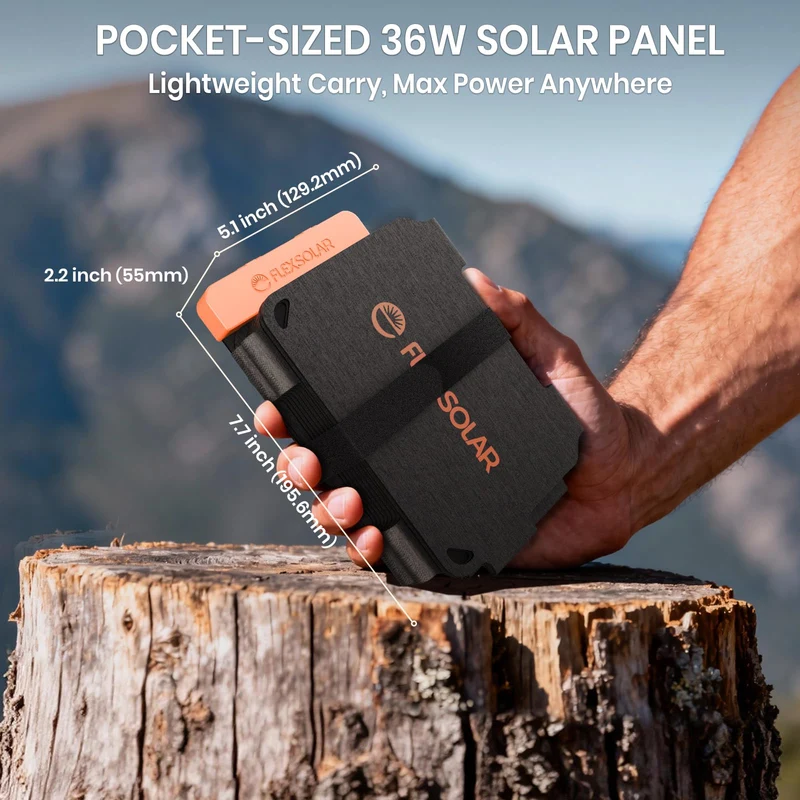 FlexSolar 36W faltbares Solarladegerät, IP67, USB-A/USB-C/DC
